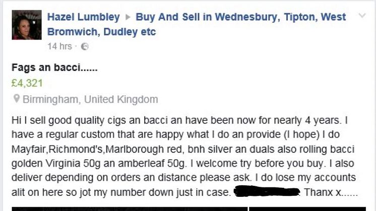 One of the adverts posted on Facebook by Hazell Lumbley