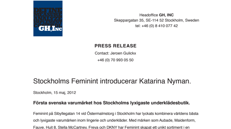 Stockholms Feminint introducerar Katarina Nyman.