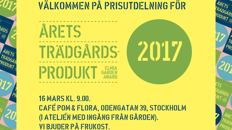 Pressinbjudan: Välkommen på prisutdelning för Årets Trädgårdsprodukt 2017