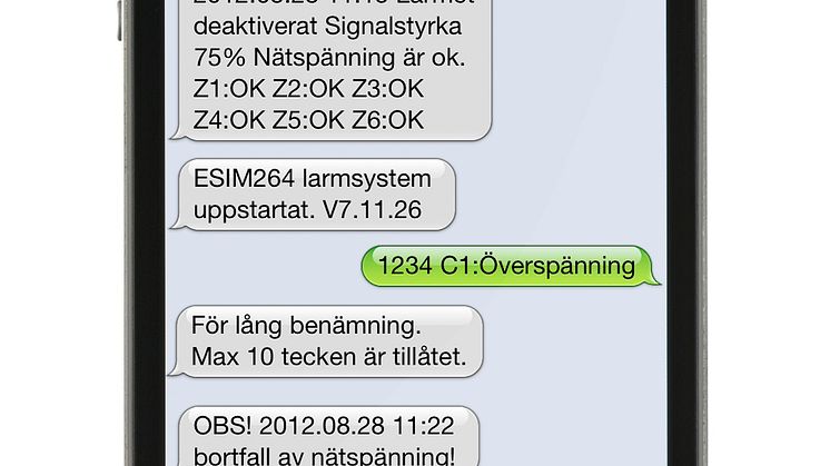 ESIM264 kommunicerar via SMS på svenska
