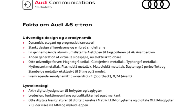 Audi A6 e-tron - fakta