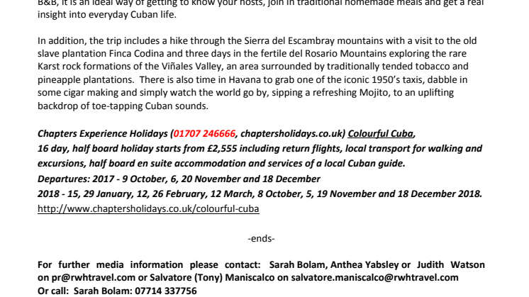 Viva la revolución with Chapters Experience Holidays  'Colourful Cuba'