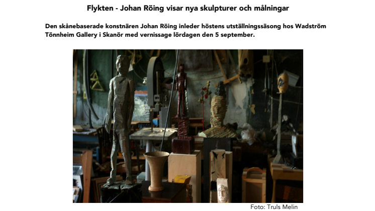 Flykten - Johan Röing visar nya skulpturer och målningar