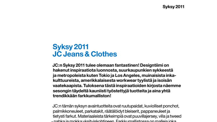 Syksy 2011 JC Jeans & Clothes