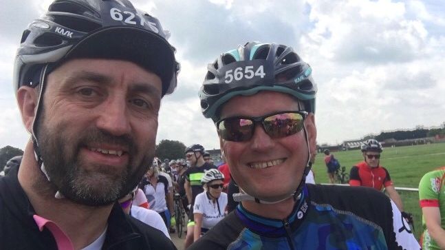 Two of the Thameslink drivers taking part in a charity cycle ride for Bloodwise: Dave Farrer (right) and Sean Reedman (left)
