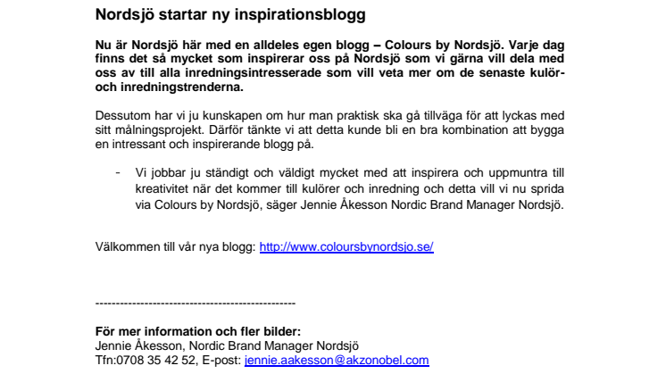 Nordsjö startar ny inspirationsblogg