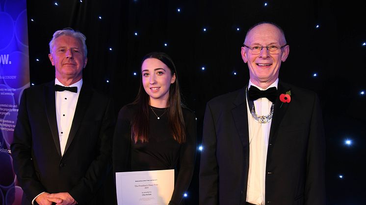 L-R Paul Tennant OBE, Chief Executive of the Law Society, law student Chloe McGlade and Chris Hugill.