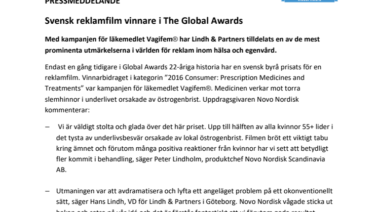 Svensk reklamfilm vinnare i The Global Awards
