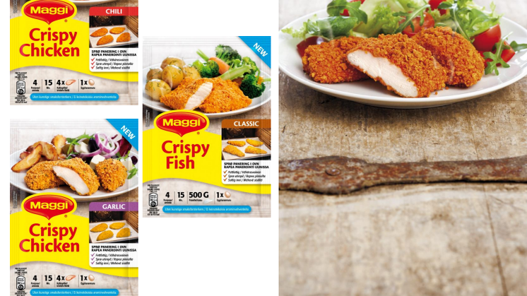 Sprø og fettfattig panering i ovn – Nestlé lanserer MAGGI Crispy til kylling og fisk 