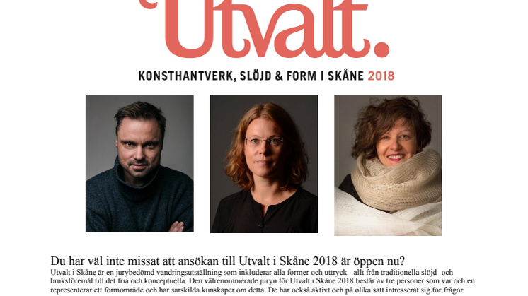 Dags att söka - Utvalt i Skåne 2018!
