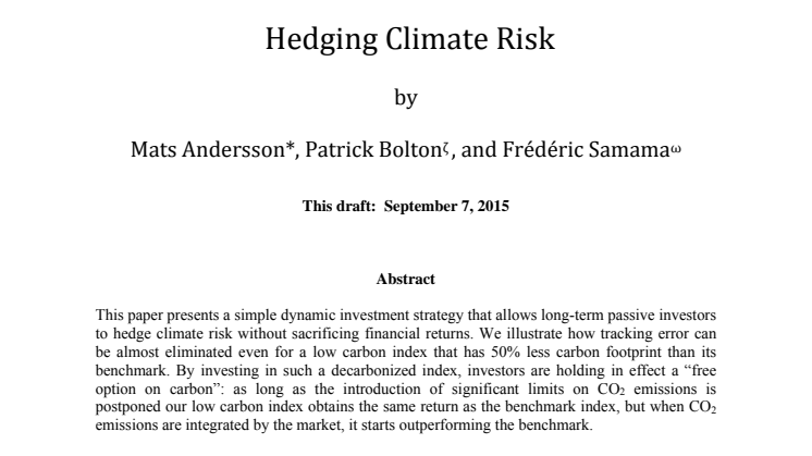 Hedging Climate Risk