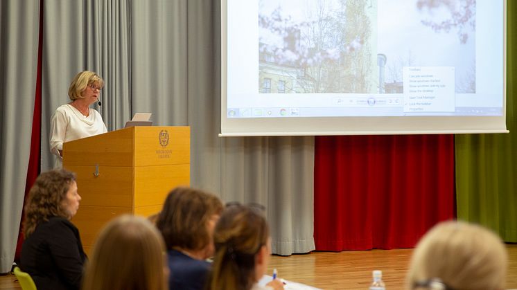 Högskolans prorektor Lena Mårtensson inledde nätverksträffen.