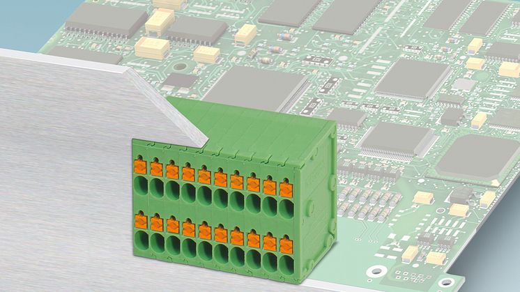 Double-row PCB terminal block with high connection density