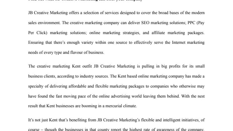 Find out what JB Creative Marketing can offer your company