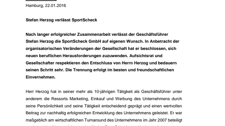 Stefan Herzog verlässt SportScheck