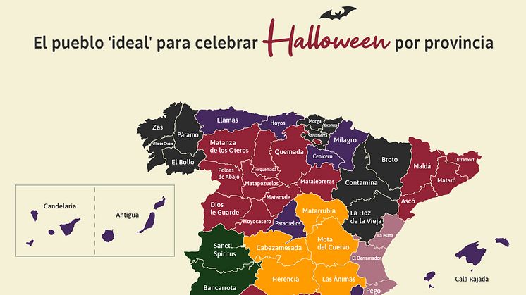 Mapa: el pueblo 'ideal' para celebrar Halloween, por provincia