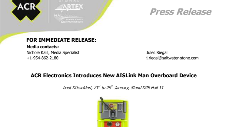 ACR Electronics Introduces New AISLink Man Overboard Device