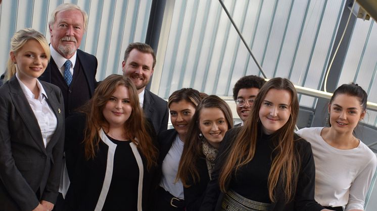 Sir Howard Morrison with Northumbria Law School students