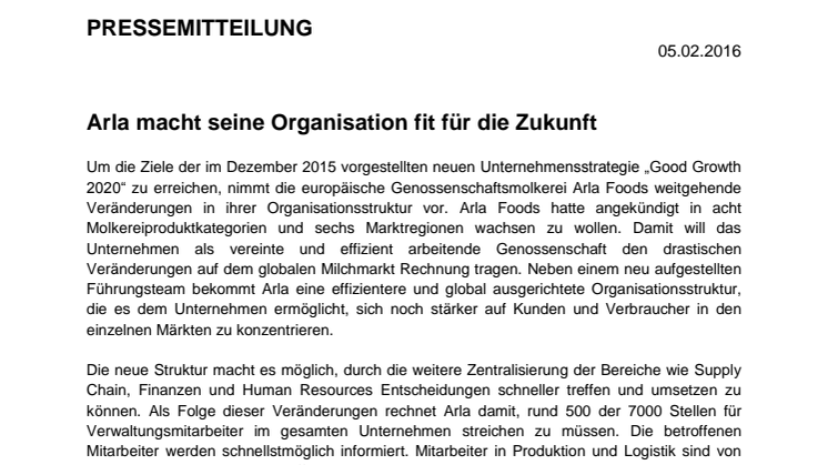 Arla macht seine Organisation fit für die Zukunft