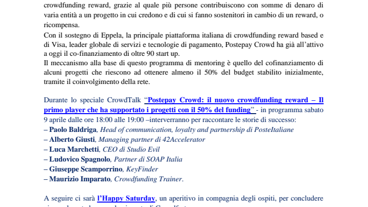 Crowdfest, il primo festival italiano sul crowdfunding, per lo sviluppo delle idee e la diffusione di progetti innovativi