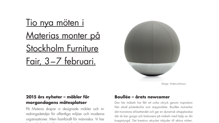 Tio nya möten i Materias monter på Stockholm Furniture Fair