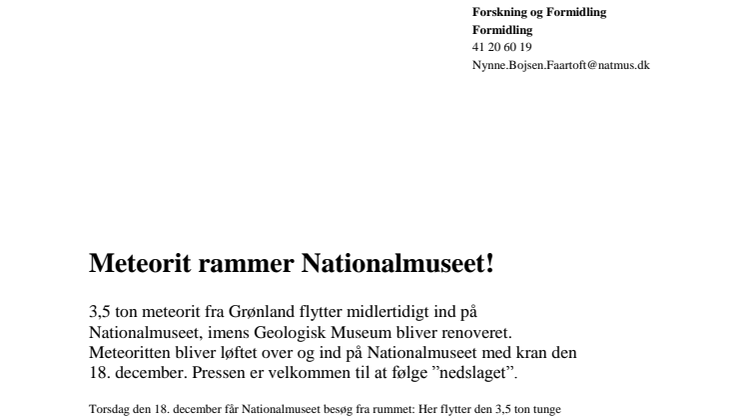 ​Meteorit rammer Nationalmuseet! 