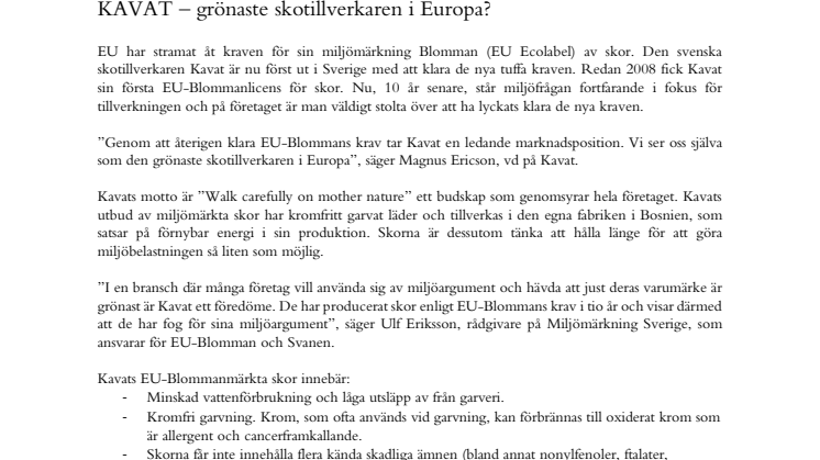 KAVAT – grönaste skotillverkaren i Europa?