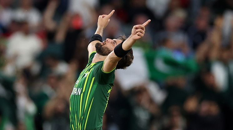 Shaheen Afridi gets picked up by Welsh Fire in The Hundred Draft. Photo: Getty 