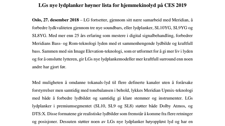 LGs nye lydplanker høyner lista for hjemmekinolyd på CES 2019