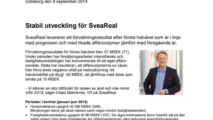 Stabil utveckling för SveaReal
