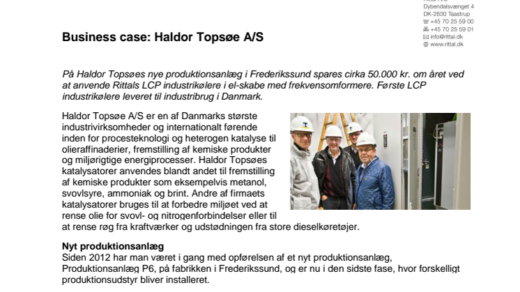 Nyt produktionsanlæg hos Haldor Topsøe A/S 