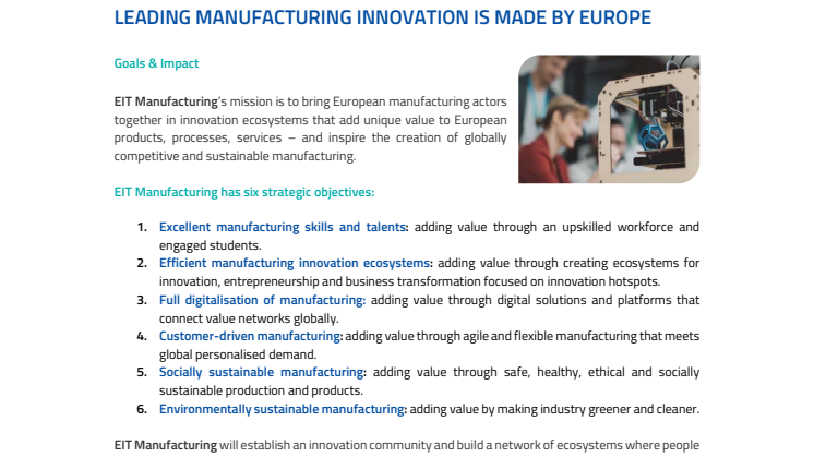 Faktablad om EIT Manufacturing