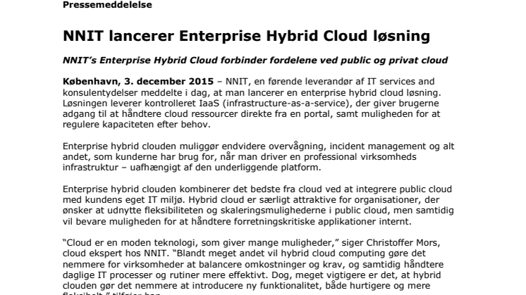 NNIT lancerer Enterprise Hybrid Cloud løsning