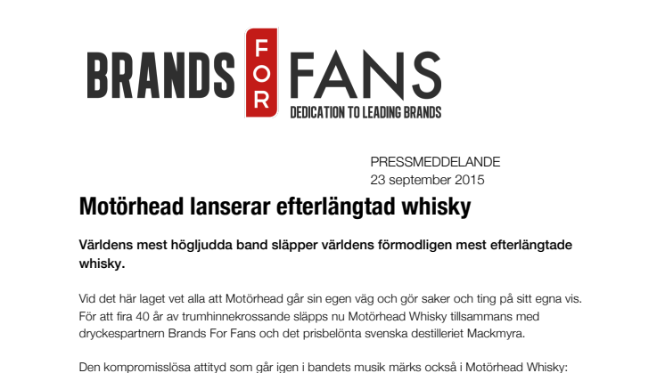 ​Motörhead lanserar efterlängtad whisky!