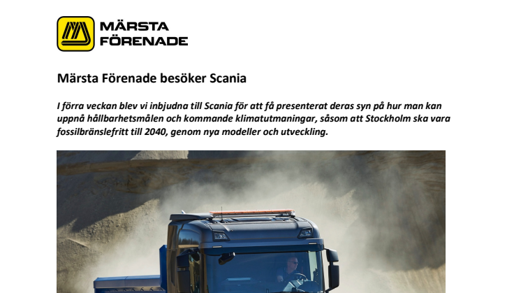 Märsta Förenade besöker Scania och diskuterar hållbara transporter