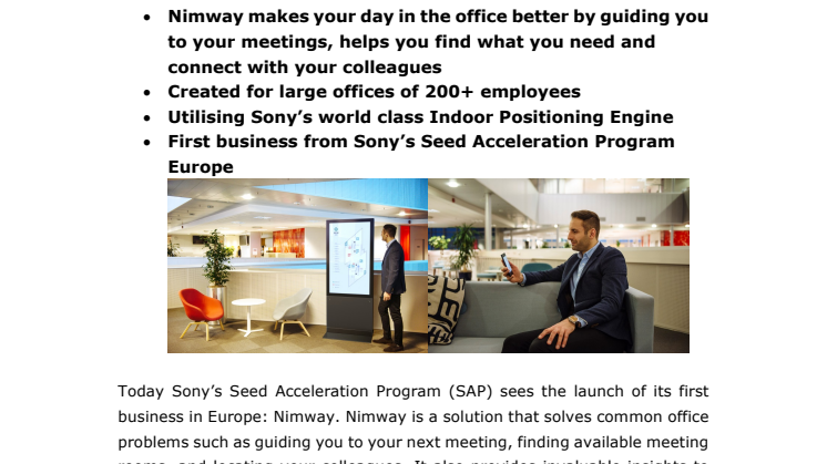 Sony julkistaa Nimway-älytoimistoratkaisun