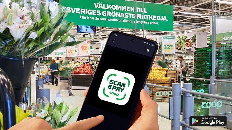 Handla i butik direkt med mobilen. Bakgrundsbild: coop.se