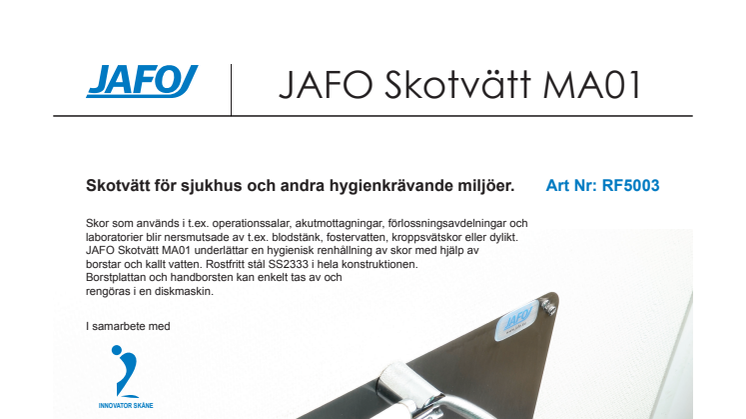 JAFO Skotvätt MA01 - Produktblad