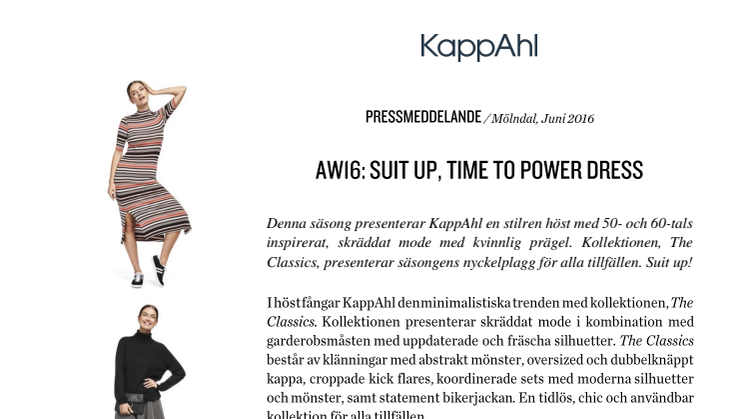 KappAhl AW16: SUIT UP, TIME TO POWER DRESS