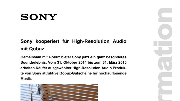 Pressemitteilung "Sony kooperiert für High-Resolution Audio mit Qobuz"