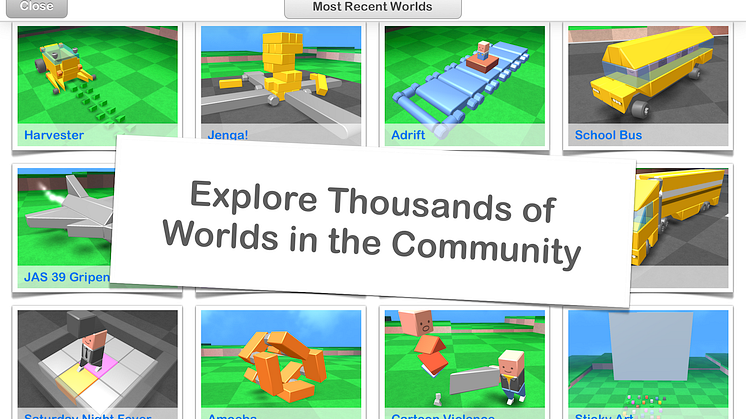 Explore thousands of worlds in the community with Blocksworld