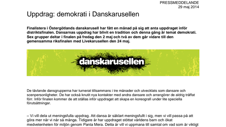 Uppdrag demokrati i Danskarusellens final i Östergötland