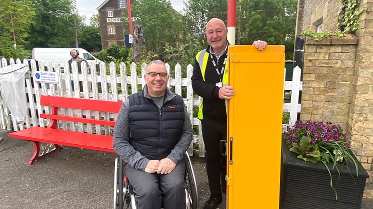 Downham Market - mobile assistance team member John Francis ready to assist passengers including Gio Strawbridge