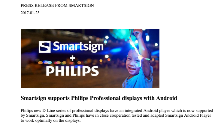 Smartsign supports Philips Professional displays with Android