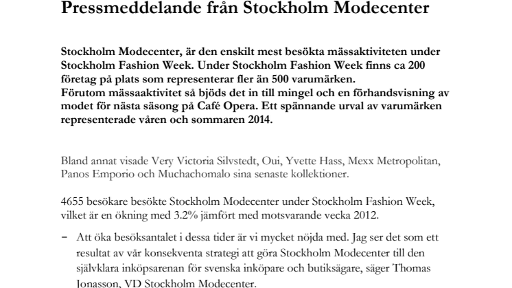 Pressmeddelande från Stockholm Modecenter