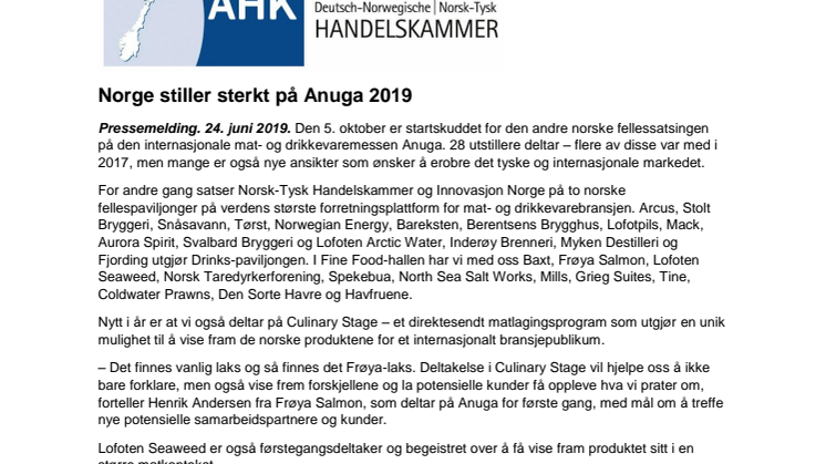 Norge stiller sterkt på Anuga 2019