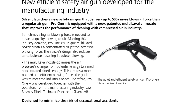 New efficient safety air gun developed for the manufacturing industry