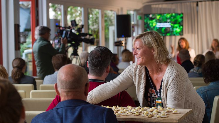 Almedalspubliken fick smaka på knäckebröd bakat på mångfaldsvete