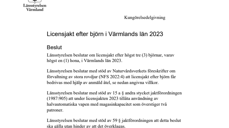 Beslut om licensjakt efter björn i Värmlands län 2023(25344383).pdf
