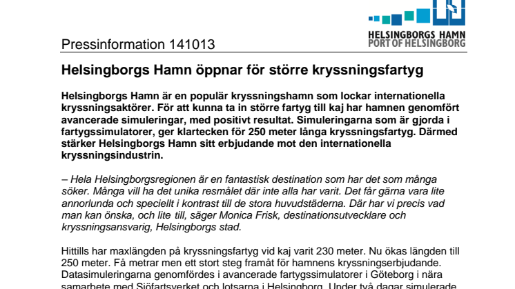 Helsingborgs Hamn öppnar för större kryssningsfartyg